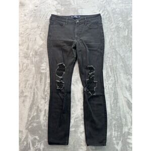 Hollister Jeans Womens Sz 13L Black High Rise Super Skinny Stretch Beach Walking